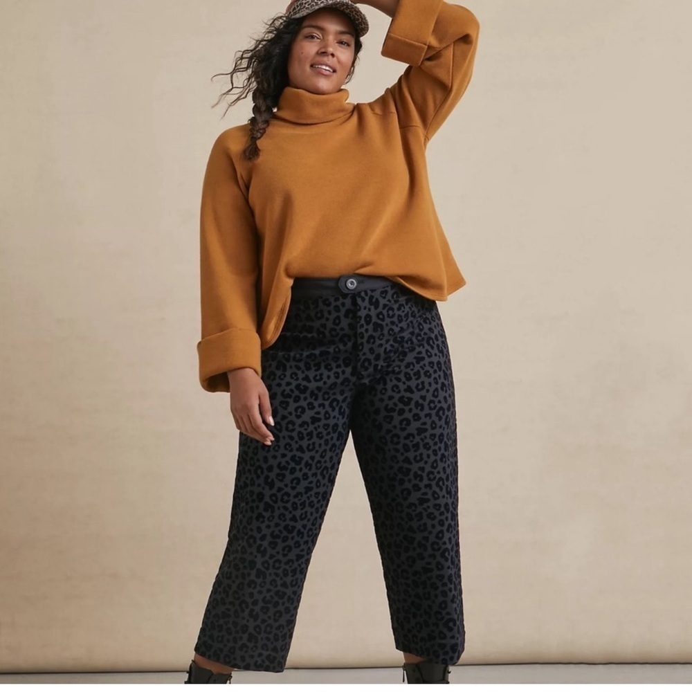 Women’s MAEVE by Anthropologie Eve Ponte Wide-Leg black leopard Pants. Size 2T - Picture 3 of 11